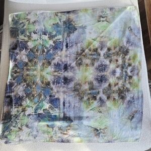 Handmade Tie Dye Bandana Blue Green Abstract Ice Dye